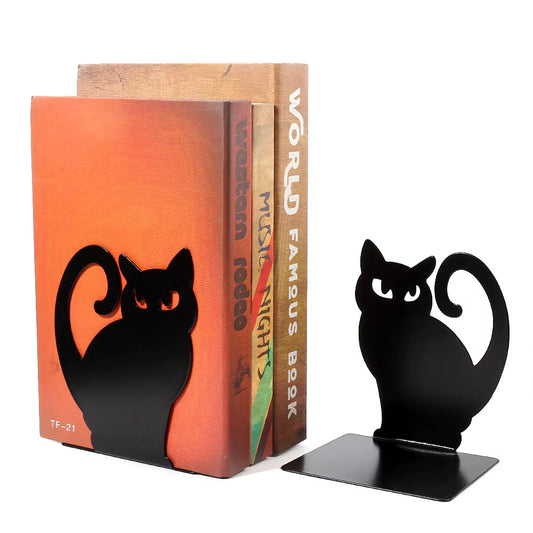 Black Cat Book Ends Heavy Book Stand Shelf Book Rack Iron Bookends Stand Iron Organizer Book Home Desk Stationery