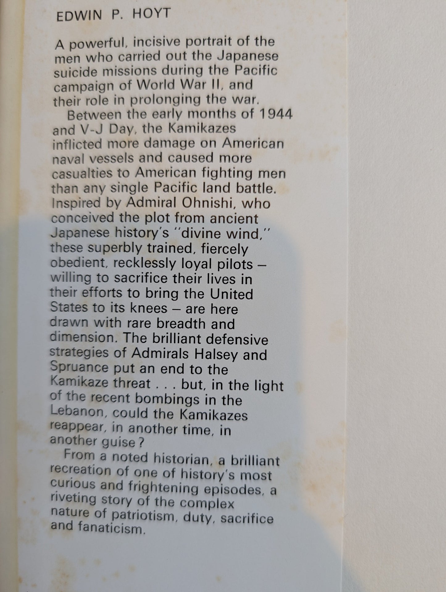 The Kamikazes by Edwin P. Hoyt (Hardcover, 1984)