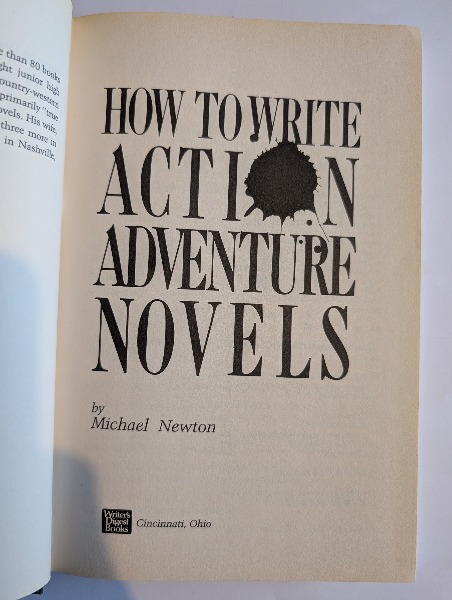 How To Write Action Adventure Novels by Michael Newton (Hardcover, 1989)