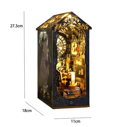 DIY Book Nook Kit Miniature Doll House with LED Light 3D Puzzle Model Building Wooden Bookshelf Bookend Toy Adults Birthday Gift