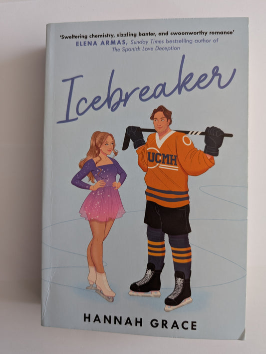 Book cover of 'Icebreaker' by Hannah Grace with illustrations of two people on a light gray background.