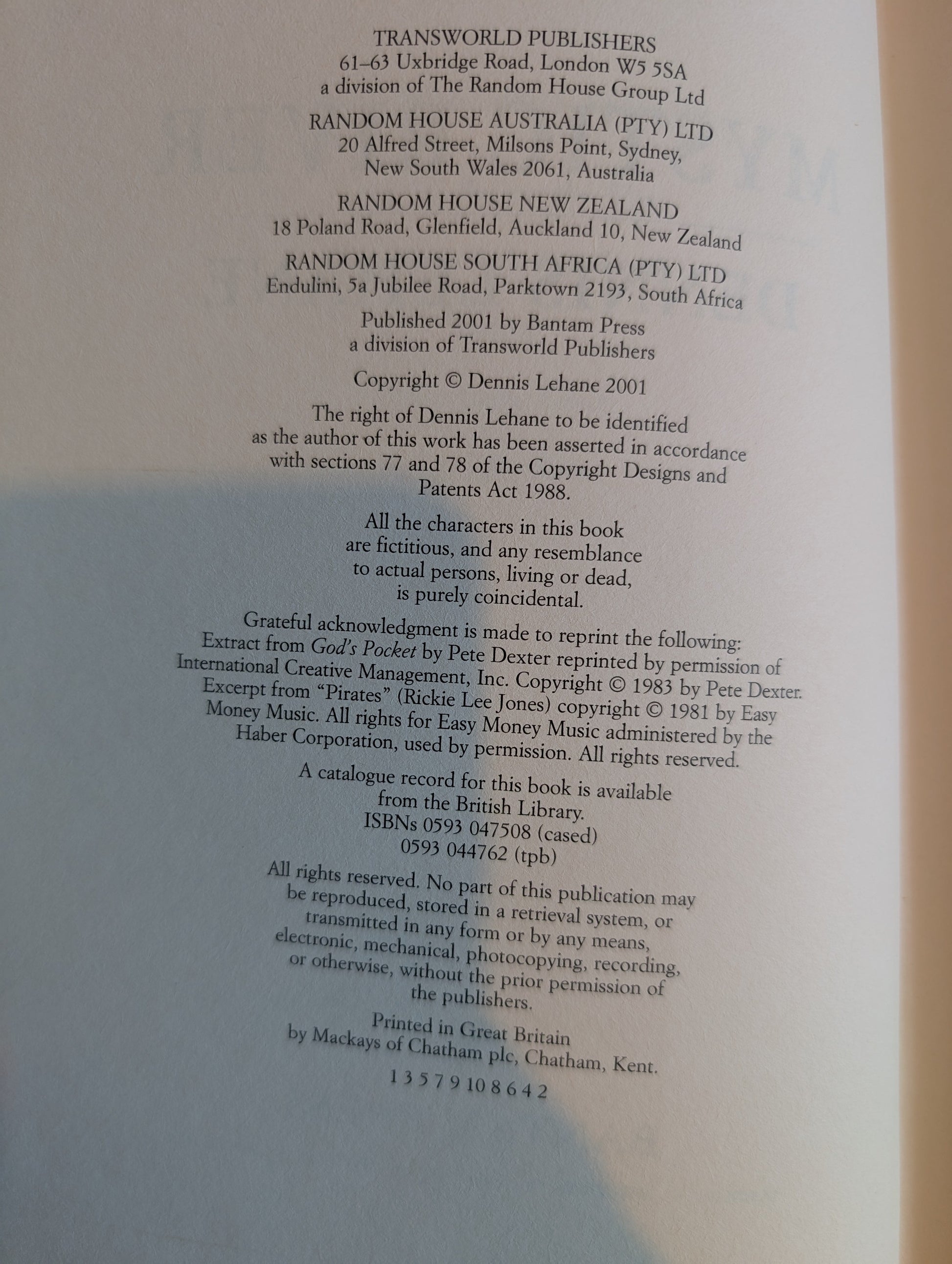 Close-up of a book page with text and a copyright notice.
