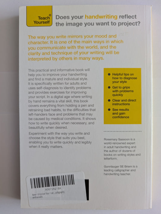 Back cover of a book with text and a barcode on a white background