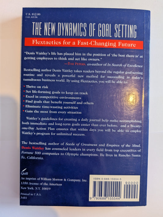Back cover of a book titled 'The New Dynamics of Risk Setting' with a blue background and red spine.