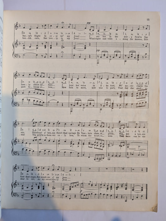 Sheet music on a light blue background