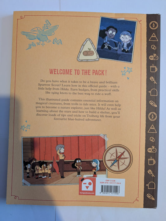 Back cover of a book with illustrations and text on a white background
